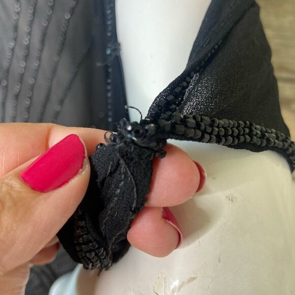 Antique Authentic black beaded 1920s flapper dress size S - Picture 11 of 16